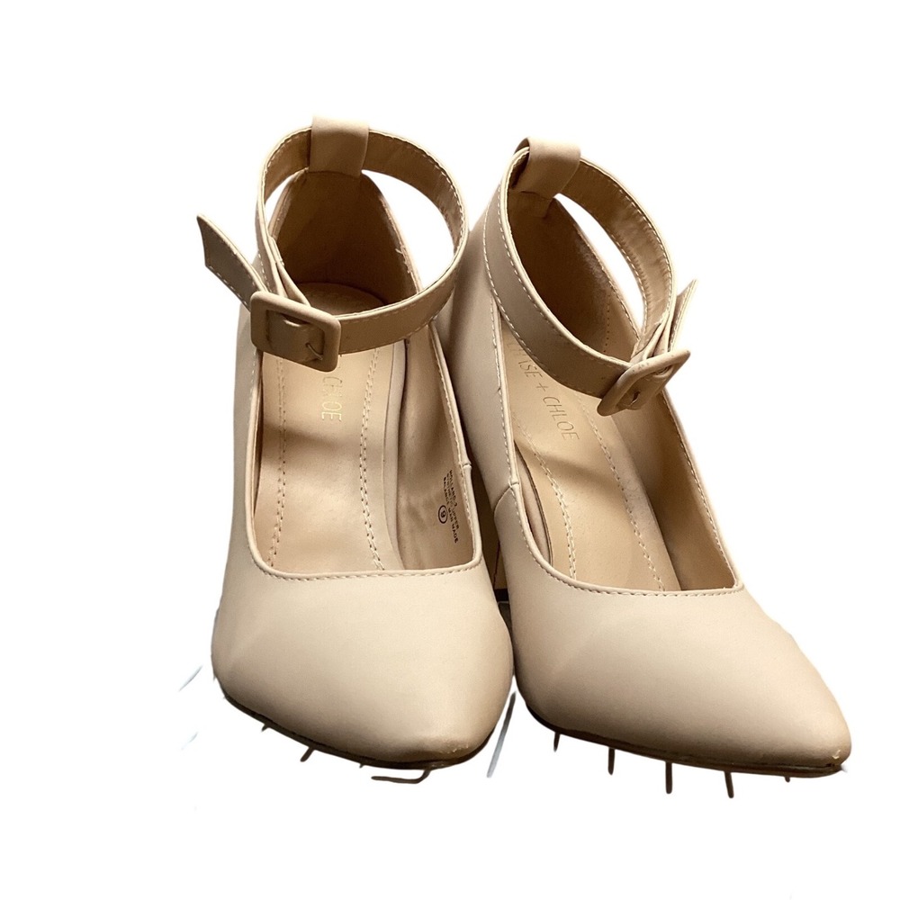 Dolls Kill Beige Ankle Strap Block Heel Pointed‎ Toe Pumps Womens Size 8